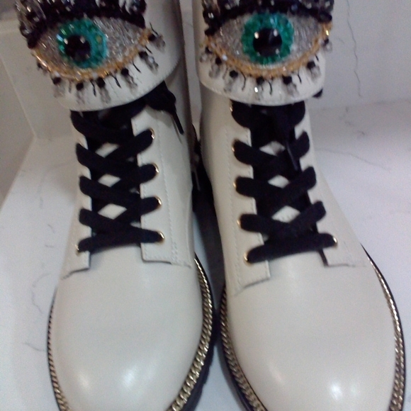 KURT GEIGER LONDON Sutton Eye Embellished Combat Boots - Picture 7 of 7